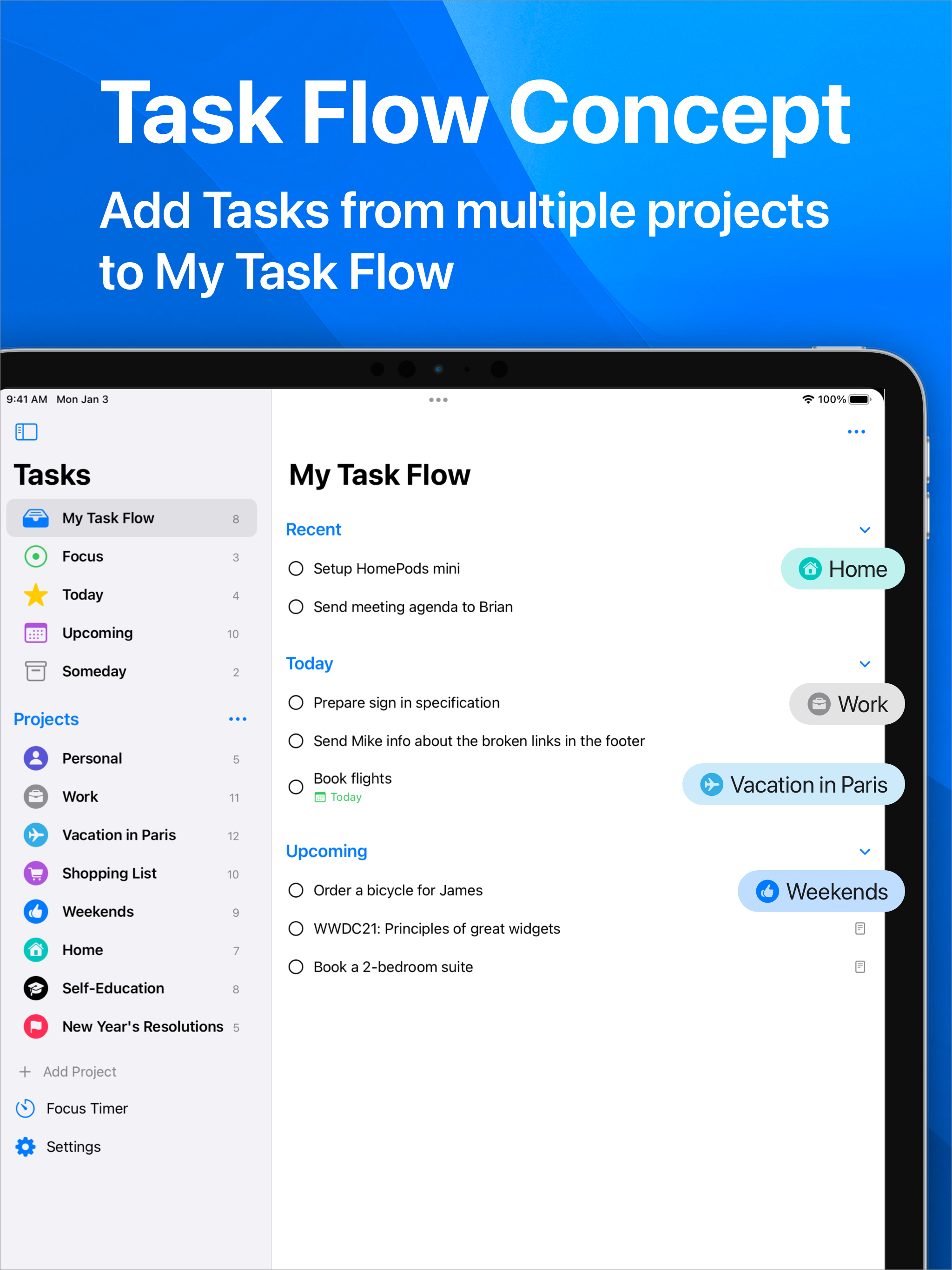 Add Tasks from multiple project to My Task Flow