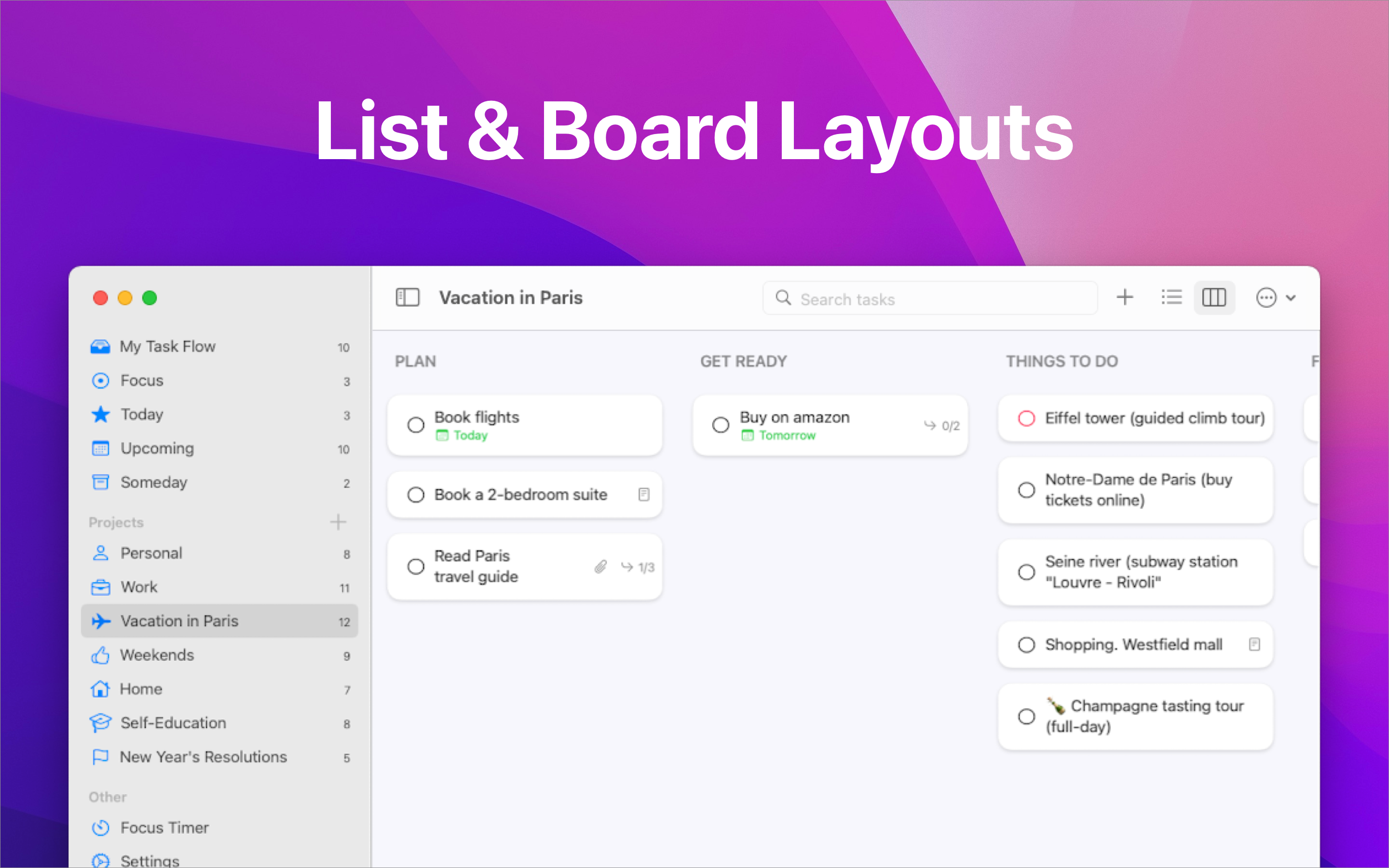 List and Board Layouts