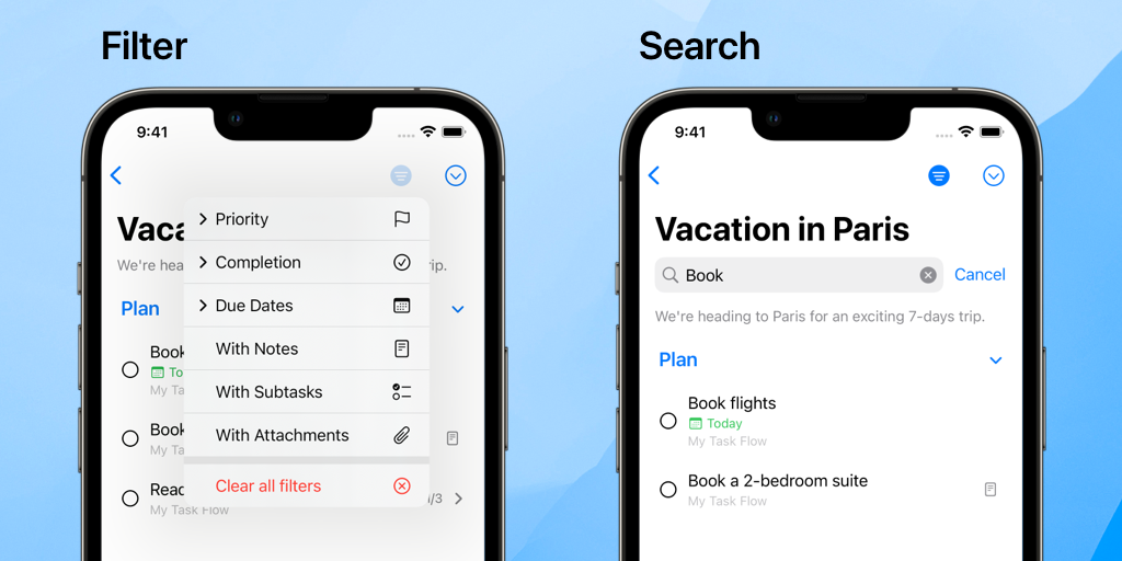 Filter and Search tasks